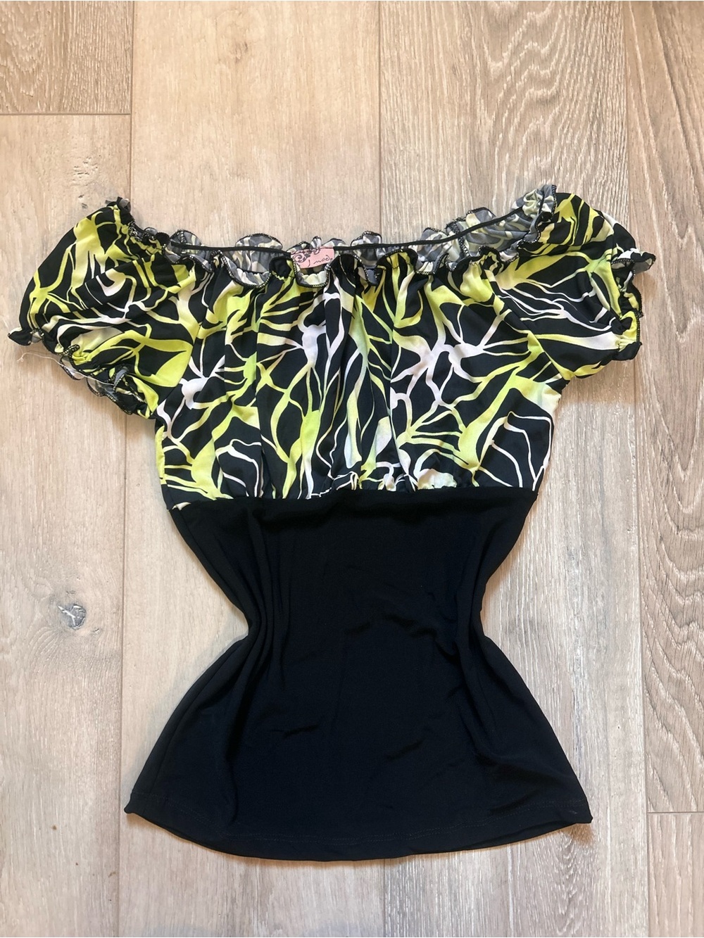 Y2K Black & green Off-Shoulder Women’s Camisole